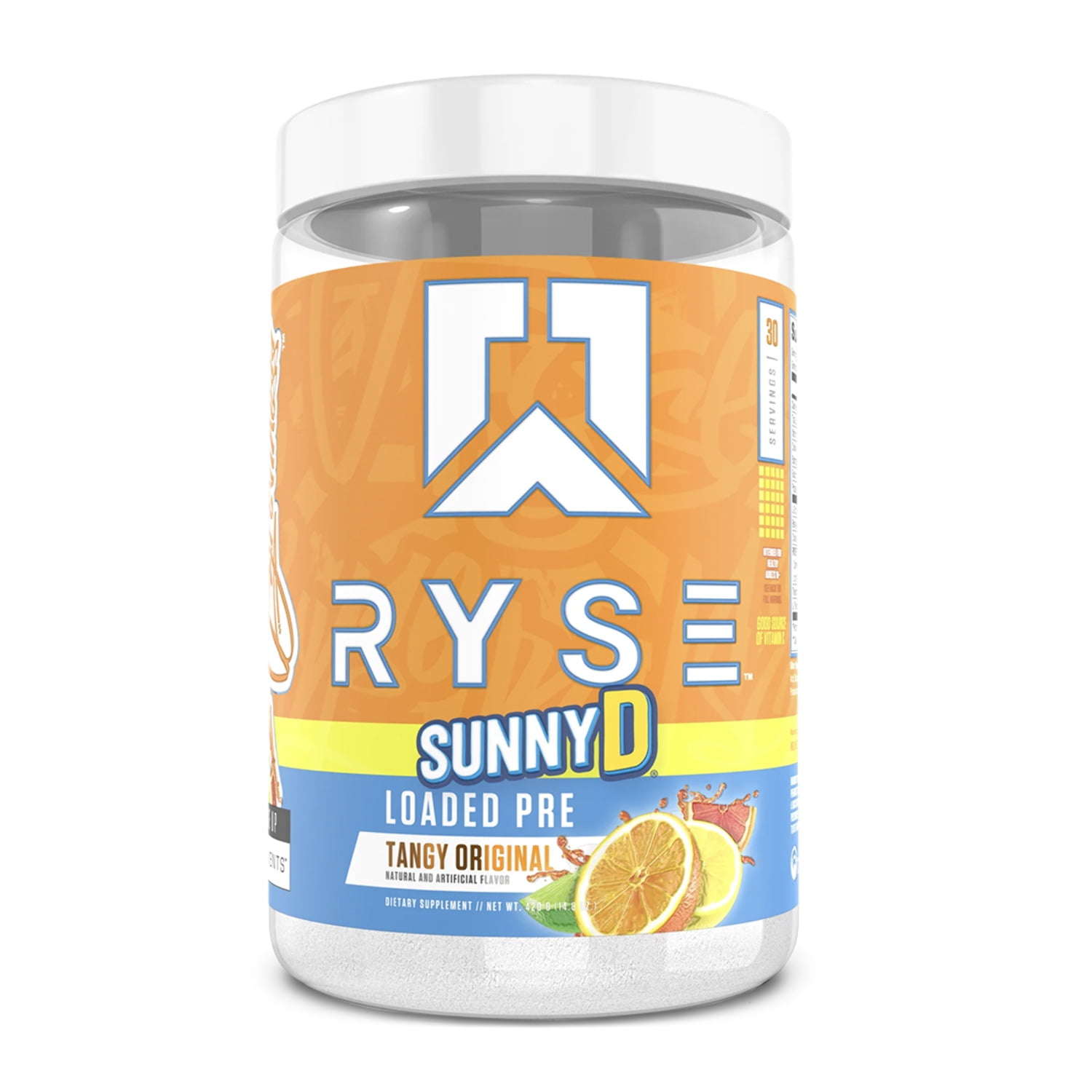 RYSE Loaded Daily Pre Workout Powder - SunnyD Tangy Original - 30 Servings