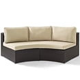 thumbnail image 3 of Afuera Living Modern 4 Piece Wicker Curved Patio Sectional Set in Brown and Sand, 3 of 25