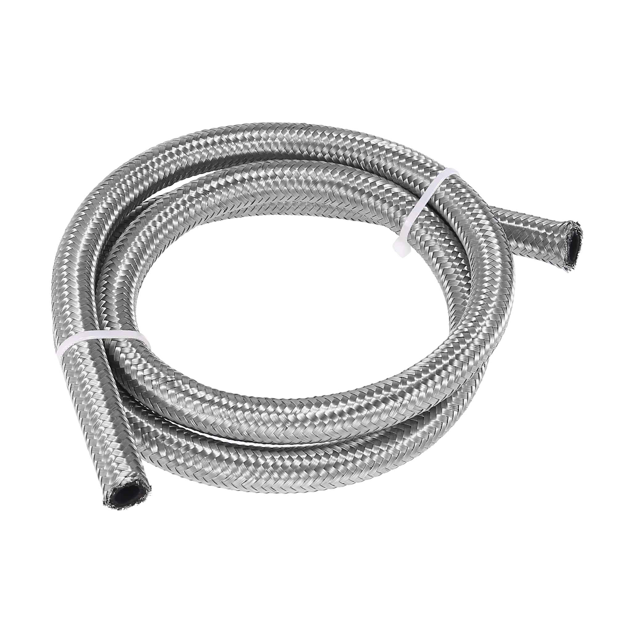 Oil Line Hose AN6 Silver 5 Feet AN6-6AN Stainless Steel Braided Turbo Fuel 