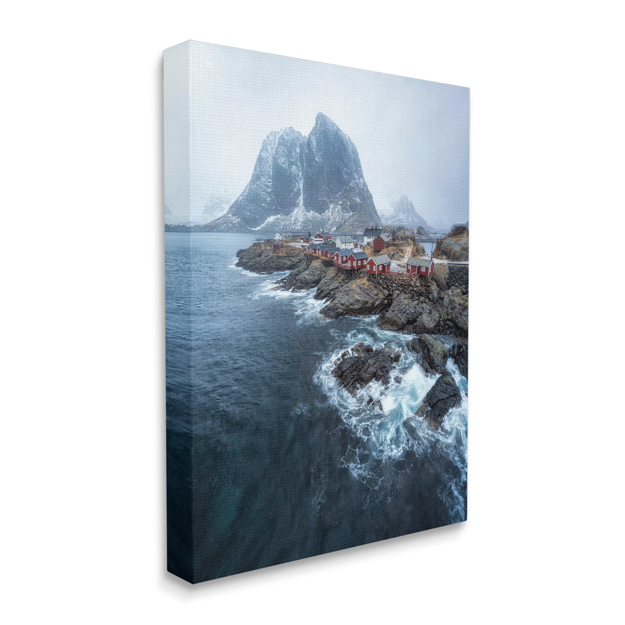 Stupell Industries Coastal Ocean Village Landscape Photography Gallery Wrapped Canvas Art Print Wall Art, 24 x 30