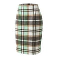 thumbnail image 6 of ASFGIMUJ Pencil Plaid Skirts For Women Fall Winter High Waisted Bodycon Knee Length Wool Midi Skirt With Slit Green XL, 6 of 7