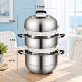 Steamer Pot For Cooking 11 Inch Steam Pots With Lid 2-tier Multipurpose ...