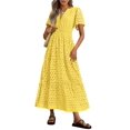 thumbnail image 1 of Vestido largo PRETTYGARDEN 2025 de verano con cuello en V y ojales para mujer, 1 of 8