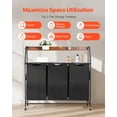 thumbnail image 6 of VEVOR 2 Tiers Laundry Sorter, Tall Laundry Hamper with Metal Frame and Wooden Tabletop, 3 Section Rolling Basket Organizer Storage with Ladder Shelves and 600D Oxford Cloth Bags for Dirty Clothes, 6 of 8