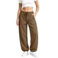 thumbnail image 5 of Jogger Sweatpants for Women Barrel Drawstring Loose Fit Track Pants Casual Elastic Waist Pants with Pockets Trendy Fall Outfits Lounge, 5 of 7