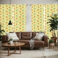 thumbnail image 2 of Ambesonne Floral Window Curtains, Retro Graphic Flowers, Each 28" W x 95" L, Pale Green Orange, 2 of 5