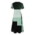 thumbnail image 4 of Penkiiy Women Geometric Print Short Sleeve Dress Loose Plain Casual Summer Flowy Tiered Long Maxi Dresses with Pockets 2XL Green, 4 of 4