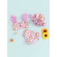 thumbnail image 4 of Aojekbee Toddler Girls 3Pcs Swimsuits Rainbow Floral Print Ruffle Bikini Sets with Hat Summer Bathing Suits, 4 of 10