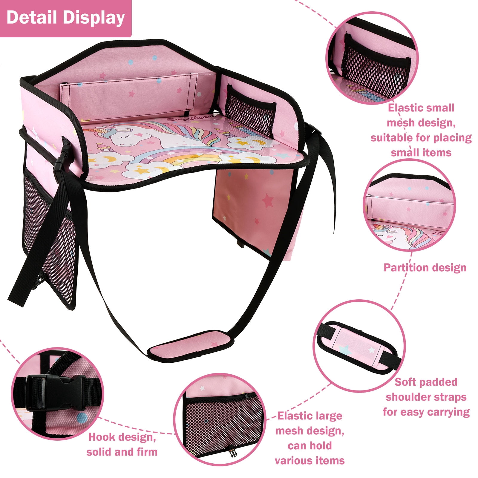 LINFANG Enduring Car Seat Tray Portable Kid Travel Table Multifunctional Car Seat Tray Table for Children Road Trip Activity Kid Travel