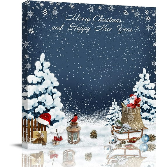 Christmas Wall Art - Merry Christmas Canvas Funny Leaping Prints,Framed Merry Christmas Wall Decorations Ready to Hang,Wall Decor for Bedroom Bathroom Kitchen,Christmas Gift,Home Decor,16"x16"