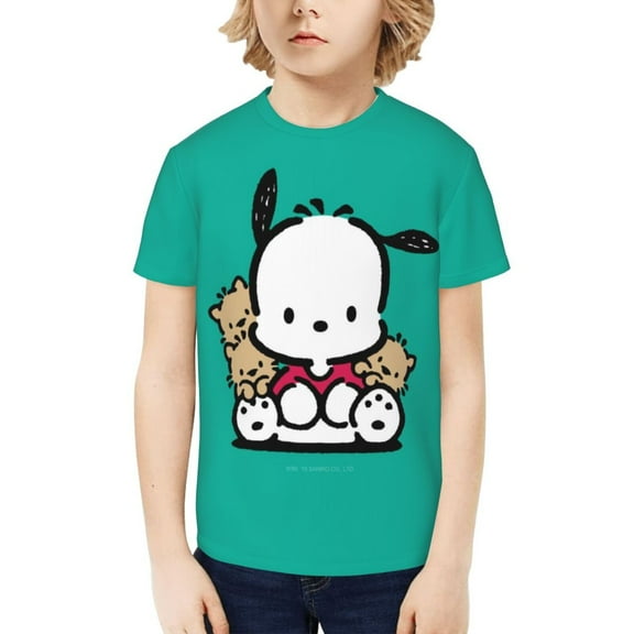 Sanrio Pochacco Kids T-Shirt 3d Printed Graphic T-Shirts Boys And Girls Short Sleeve Shirts For Youth Kids X-Small