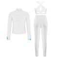 thumbnail image 3 of Alvivi Kids Girls Ice Skating Sport Outfit Long Sleeve Jacket +Tank Top + Pants Training Clothes Set White 14, 3 of 6
