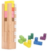 Gentle Monster Wooden Stacking Board Games, Fruit Colored Tower Building Blocks Games for Kids, Wood Balancing Blocks Montessori Toy Gift of Boys Girls