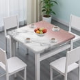 thumbnail image 3 of Pink Glitter White Marble Pattern Square Fitted Tablecloth with Elastic Edge,Square Table Cover,Washable Elastic Table Cover for Home Kitchen Party Decor 34"x34", 3 of 6