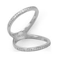 thumbnail image 2 of 925 Sterling Silver Rhodium Plated CZ Double Band Knuckle Ring 2mm Channel Set 1mm CZs Base of Ring for Women and Men, 2 of 2