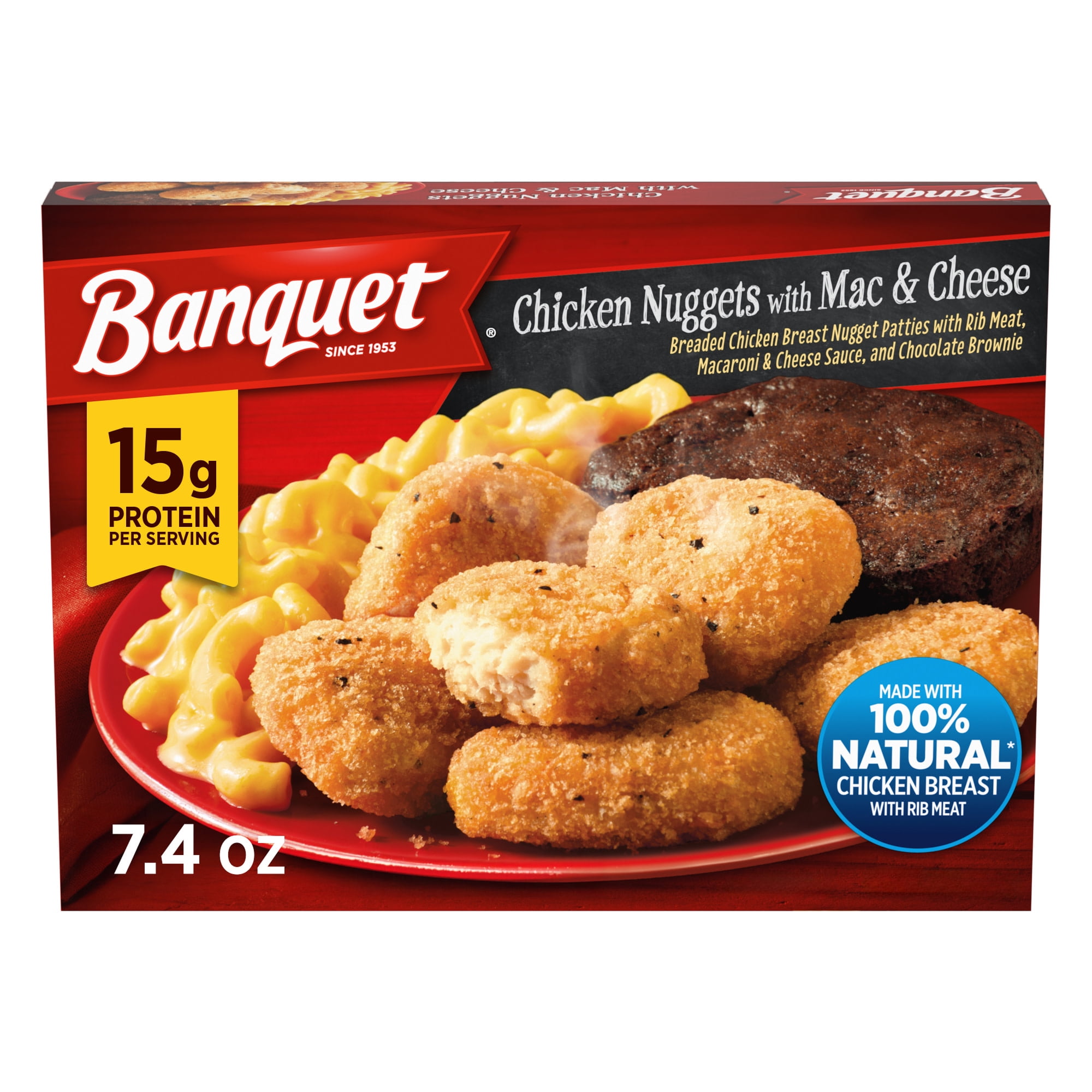 Banquet Chicken Nuggets With Mac & Cheese, 15g Protein, Frozen Meal, 7.4 oz.