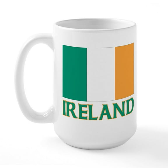 CafePress - Irish Flag Large Mug - 15 oz Ceramic Large White Novelty Mug