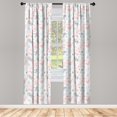 thumbnail image 2 of Ambesonne Floral Curtains, Sketchy Cherry Blossoms Art, Pair of 28"x84", Dark Pink Pale Blue, 2 of 4