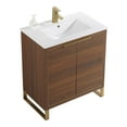 thumbnail image 3 of Fine Fixtures Opulence Collection 30 in. W x 18 in. D x 33 in. H Bathroom Vanity in Walnut Ebony with White Ceramic Sink - Satin Brass hardware, 3 of 9