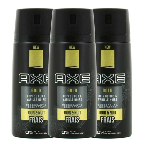 3 Pack Axe Gold Deodorant and Body Spray Oud Wood & Dark Vanilla, 150ml