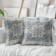 thumbnail image 6 of Boho Ethnic Pillow Covers 18X18 Inch Navy Blue Grey Coral Floral Gray Decorative Pillow Cases Set of 2 Vintage Bohemian Carpet Farmhouse Throw Pillows for Cushion Sofa Couch Outdoor, 6 of 7