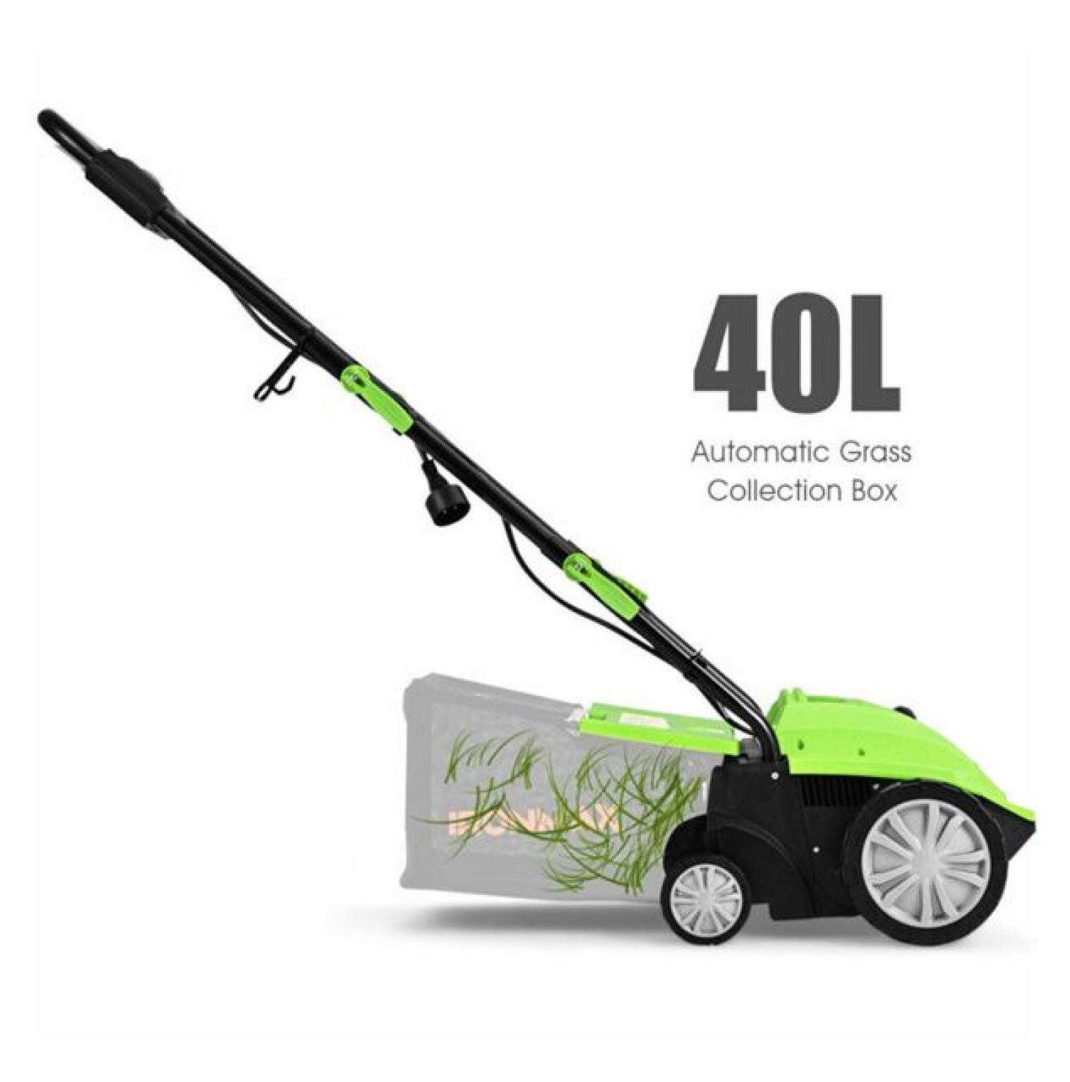 13" Electric Lawn Dethatcher w/ Collection Bag and Removable Blades -Green