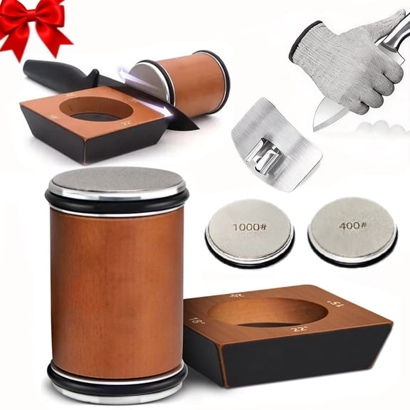 MYVIT Rolling Knife Sharpener System Kit,4-Angle Tumbler Double Diamond 400 1000 Discs Sharpening Stone for Kitchen Knives