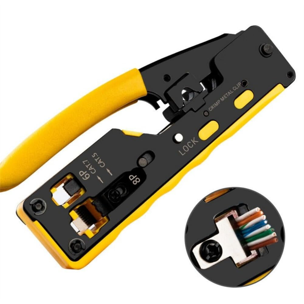 Ratcheting Modular Data Cable Crimper Wire Cutter Practical Eliminates Accidental Contact Wire Stripper For Cat5 Cat6 Cat7 8P 8C