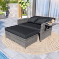 thumbnail image 1 of Gymax Rattan Daybed Wicker Loveseat Sofa Set w/ Ottoman & Retractable Side Tray Patio Black, 1 of 10
