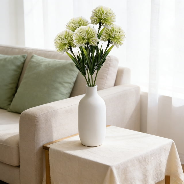 Artificial Dandelion Flower Bouquet 5 Pack – Fake Dandelions for Wedding Centerpieces, Home Decor, Office Desk Plants, Hotel Floral Arrangements and Photography Props