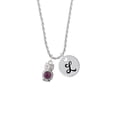 thumbnail image 2 of Delight Jewelry Silvertone 3-D Purple & AB Crystal Owl Silvertone Script Initial Disc - L - Charm Necklace, 20"+3", 2 of 4