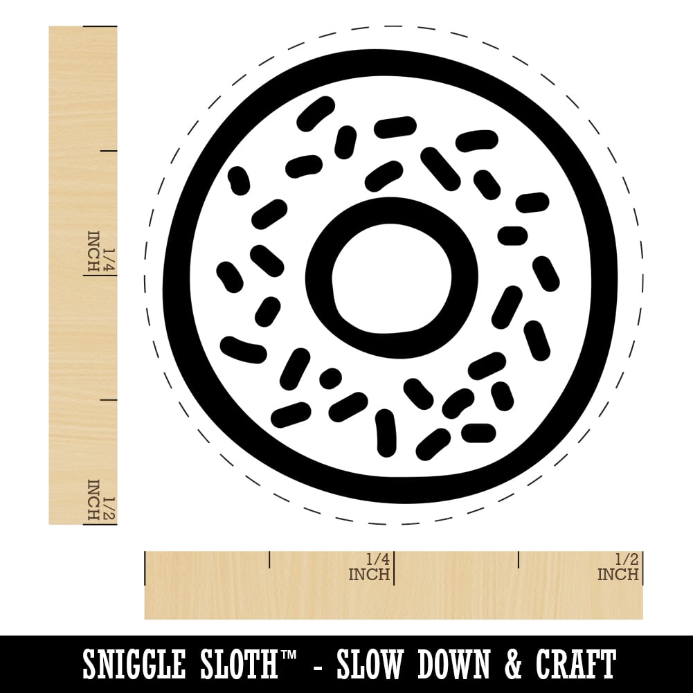 Donut Bagel Doodle Self-Inking Rubber Stamp Ink Stamper - Fuchsia Ink - Mini 1/2 Inch