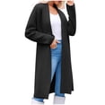 thumbnail image 6 of hotojiny Wool Trench Coat for Women Elegant Long Sleeve Open Front Pea Coat Winter Warm Lapel Overcoat with Pockets, 6 of 6