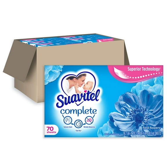 SUAVITEL Complete Dryer Sheets, Field Flowers, 420 Sheets Total (70 Sheets|Case of 6) | Compare to Dryer Balls | Household Supplies | Laundry Scent Boosters, Laundry Sheets & Laundry Softener (139375