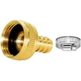 thumbnail image 2 of YOUHO 1PCS 3/4 GHT (F) to 1/4 Barb Thread Swivel Brass Garden Hose Pipe Connector With Clamps,Fit For Garden Hose Repair, 2 of 5
