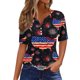 thumbnail image 1 of Tops de Verano de las Mujeres, Día Independiente Informal Impreso Botón de Suéter de Manga Corta Cuello en V para Ocasional Y Fiesta, 1 of 7
