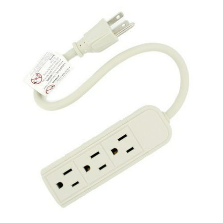 - Wideskall® 1 Feet 3 Outlets AC Wall Power Strip ETL Certified (Beige)