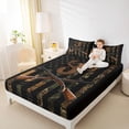 thumbnail image 4 of Manfei Brown Initial J Letter Queen Sheet Sets for Men, Rustic Jungle Plant Flat Sheet, Retro Western Theme Queen Fitted Sheet, Super Cozy Room Decor, 4pcs, 4 of 7