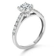 thumbnail image 3 of Gem Stone King 10K White Gold White Moissanite and White Lab Grown Diamond Engagement Ring for Women (2.60 Cttw, Cushion 8MM, Gemstone Birthstone, Size 5), 3 of 4
