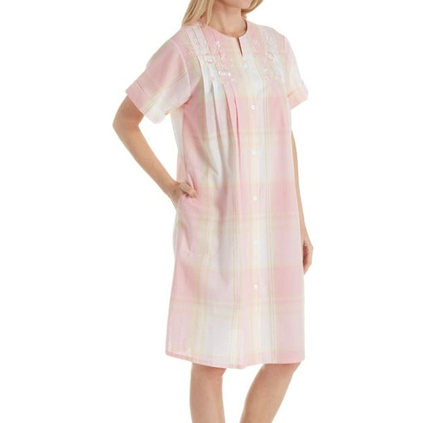 Miss Elaine Women's Miss Elaine 858647 Seersucker Short Plaid Snap