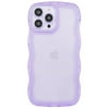 TIAN LI Case for iPhone 11 Pro，Cute Kawaii Curly Wave Frame Shape Soft Silicone Shockproof Protective Phone Cover for Women Girls, Clear/Purple