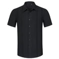 thumbnail image 4 of Men's Cuban Guayabera Shirt Short Sleeve Button Up Cotton Linen Shirt for Beach Casual Wear, 4 of 8