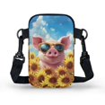 thumbnail image 2 of HELLHERO Pig and Sunflower Pattern Underarm Shoulder Bag Polyester with Zipper Closed Women Messenger Bag for Travel, Outdoor and Daily Use, 2 of 7