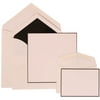 JAM Paper Wedding Invitation Combo Set, 1 Large & 1 Small, Black Border Set, White Card with Black Lined Envelope,100/pack