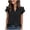 Black, variant on Women's Short Sleeve T-Shirts Summer V-Neck Casual Loose Fit Tops Fashion Double-Layered Ruffle Sleeve Solid Blouses