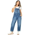 thumbnail image 2 of Celebrity Pink Women's Boyfriend Cuffed Denim Overall, Sizes XS-XXXL, 2 of 5