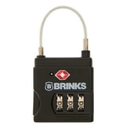 Brinks 37mm Zinc Die-Cast TSA Combination Luggage Padlock with Flexible Braided Cable Shackle