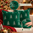 thumbnail image 3 of LOMYOLO Christmas Pillow Covers 18x18IN Set of 2,Soft Faux Fur Throw Pillow Case with Embroidered Christmas Tree, Holiday Decorative Pillowcases for Couch Sofa Bed Farmhouse Winter Xmas Decor-GREEN, 3 of 7