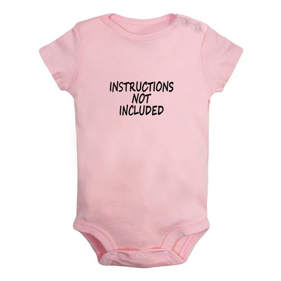 Instructions Not Included Funny Rompers For Babies, Newborn Baby Unisex Bodysuits, Infant Jumpsuits, Toddler 0-24 Months Kids One-Piece Oufits (Pink, 6-12 Months)