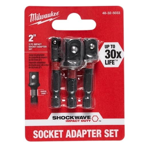 MILWAUKEE ELEC TOOL 48-32-5033 Power Drill Bit Extensions Shockwave Socket Adapter Set, 1/4" Pack of 1